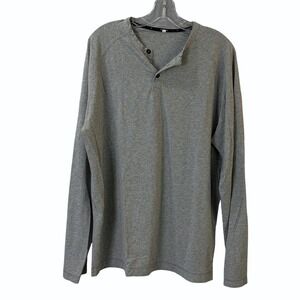 Public Rec Heather Gray Henley Long Sleeve Men's Tee Relaxed Minimalist‎ XL